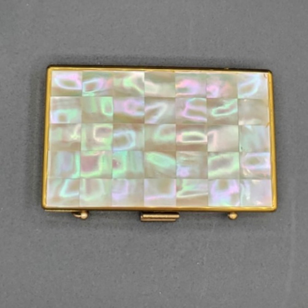 Vintage 2 Sided Mother of Pearl Make Up - Cigarette Case